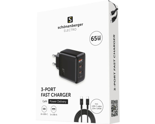 Schönenberger Netzteil mit drei Anschlüssen in der Verpackung