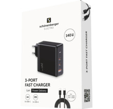 Schönenberger Elektro 140 Watt 3-Port Schnellladegerät mit GaN Technologie