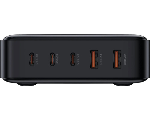 Schwarzes Ladegerät mit USB-C und USB-A Anschlüssen