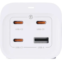 Chargeur blanc avec ports USB A et USB C