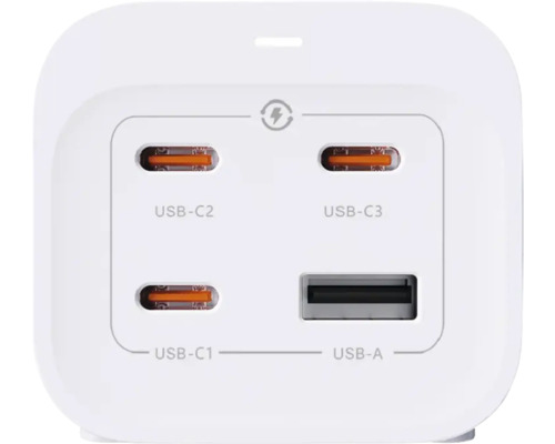 Chargeur blanc avec ports USB A et USB C