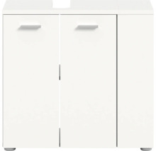 Weißer Waschtischunterschrank mit drei Türen und Griffen