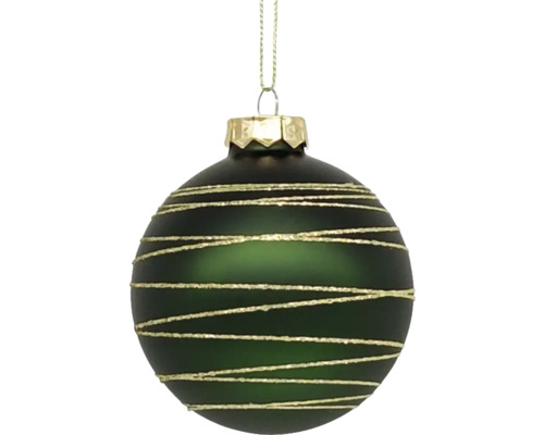 Grüne Weihnachtskugel mit goldenen Streifen