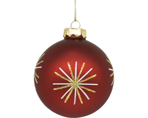Rote Weihnachtskugel mit Sternmuster
