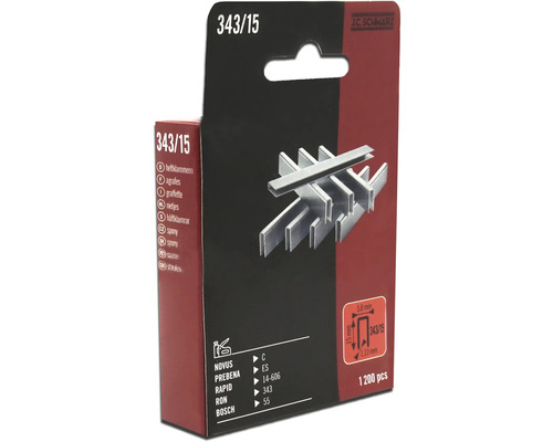 J C Schwarz Heftklammern Typ 343/15, 1200 Stück, im Karton