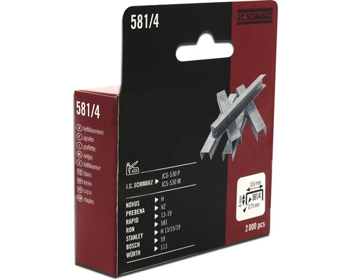 J.C. Schwarz 581/4 Heftklammern, 2000 Stück