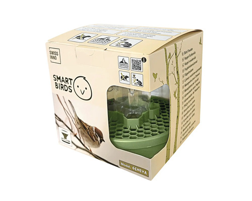 Distributeur automatique de nourriture pour oiseaux Smart Birds modèle Geneva dans son emballage