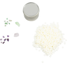 Kerzenherstellungsset mit Dose, Wachspastillen und Edelsteinen