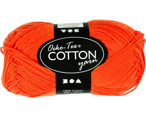 Orangefarbenes Baumwollgarn mit Oeko-Tex Siegel