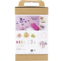 Bastelset zum Gestalten von Tonperlen mit Zubehör in einer Kartonverpackung.