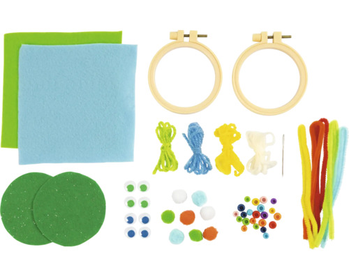 Bastelset mit Filz, Stickrahmen, Garn, Pfeifenreinigern und Zubehör