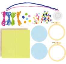 Bastelset mit Filz, Garn, Perlen und Stickrahmen