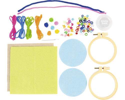 Bastelset mit Filz, Garn, Perlen und Stickrahmen