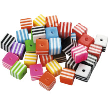 Quadratische, gestreifte Schmuckperlen mit Loch