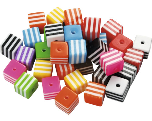 Quadratische, gestreifte Schmuckperlen mit Loch