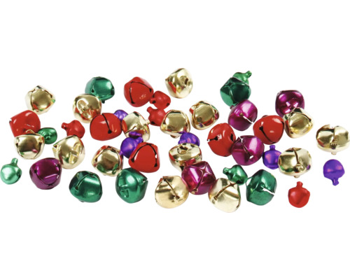 Mehrere bunte Schellen liegen verstreut.