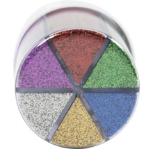 Glitzer-Set mit verschiedenen Farben in runder Dose