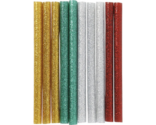 Mehrfarbige Glitzer-Heissklebestifte im Set