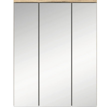 Spiegelschrank mit drei Türen und Holzstruktur