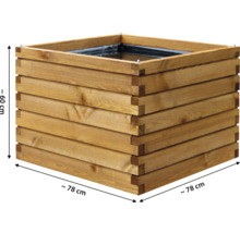 Jardinière surélevée carrée en bois, environ 78 x 78 x 60 centimètres