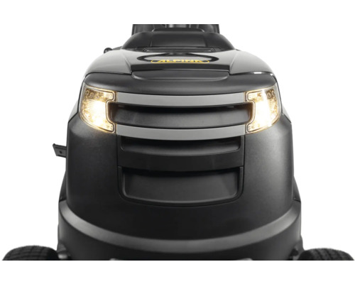 Vue de face d'un tracteur de pelouse avec phares