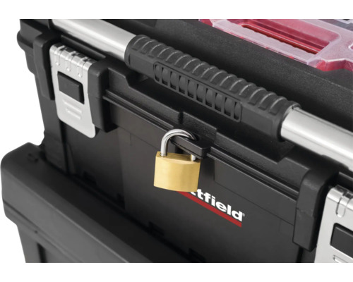 Werkzeugkoffer mit Vorhängeschloss und Griff