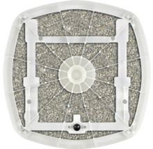 Vue du dessous d'une litière pour chat avec litière pour chat