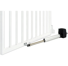 Motorisation de portail sur un portail de jardin blanc
