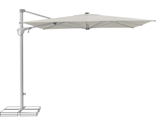 Parasol Suncomfort by Glatz Familyflex 250 cm x 250 cm light grey Parasol à bras libre avec pied de parasol pour le jardin