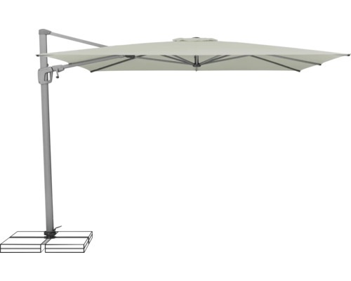 Parasol Suncomfort by Glatz Sunflex 300 cm x 300 cm light grey Parasol à bras libre avec pied