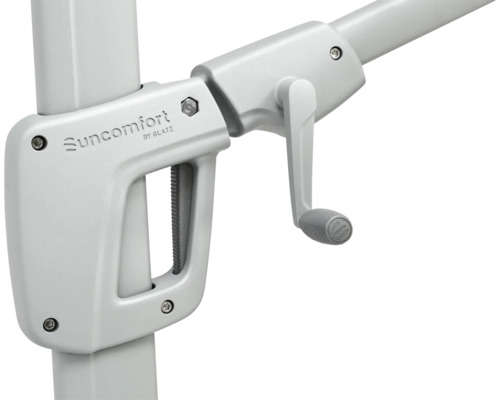 Gros plan d'un mécanisme de parasol avec manivelle