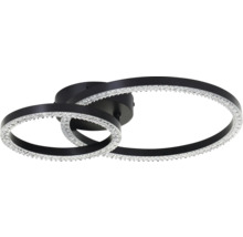 Plafonnier avec deux anneaux imbriqués avec décor en cristal