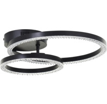 Plafonnier décoratif avec design en forme d'anneau et accents de cristal.