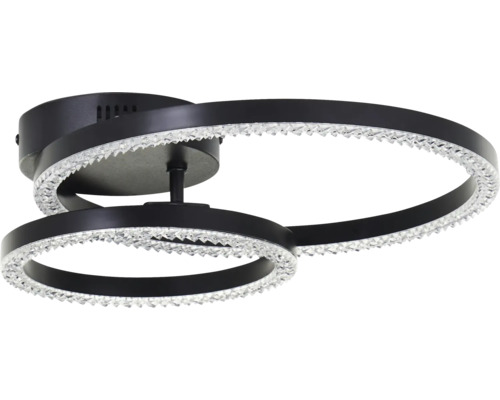 Plafonnier décoratif avec design en forme d'anneau et accents de cristal.