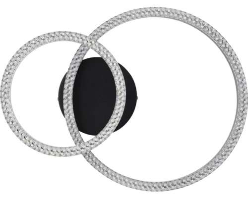 Applique murale moderne avec deux anneaux entrecroisés sertis de cristaux