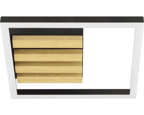 Plafonnier avec lamelles en bois et cadre rectangulaire