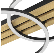 Plafonnier avec design circulaire et panneau en bois