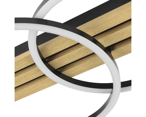 Plafonnier avec design circulaire et panneau en bois