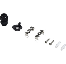 Zubehör für Leuchtenmontage mit Kabelverschraubung, Befestigungsklammern, Schrauben und Dübel