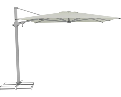 Parasol Suncomfort by Glatz Varioflex 330 cm x 270 cm light grey Parasol à bras libre avec base pour l'extérieur