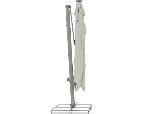 Parasol déporté fermé sur pied de parasol