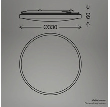 Technische Zeichnung einer Leuchte mit den Maßen Durchmesser 330 mm und Höhe 60 mm