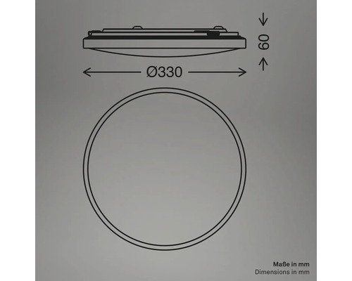 Technische Zeichnung einer Leuchte mit den Maßen Durchmesser 330 mm und Höhe 60 mm