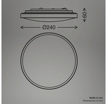 Technische Zeichnung einer Leuchte mit den Maßen 240 mm Durchmesser und 60 mm Höhe