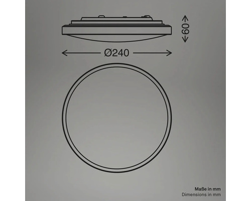 Technische Zeichnung einer Leuchte mit den Maßen 240 mm Durchmesser und 60 mm Höhe