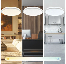LED Deckenleuchte mit einstellbarer Farbtemperatur in verschiedenen Wohnbereichen