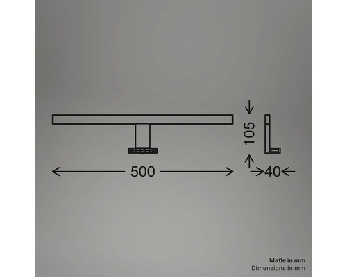 Technische Zeichnung mit Maßen in Millimeter
