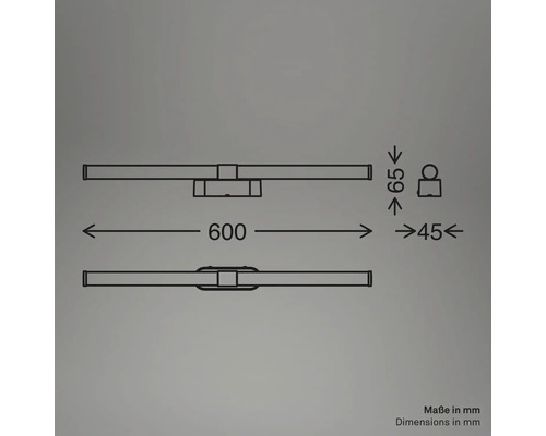 Abmessungen der Wandleuchte