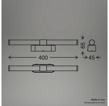 Schéma technique d'un luminaire de salle de bain avec dimensions en millimètres