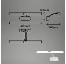 Technische Zeichnung einer Badleuchte mit den Maßen 400 mm Breite, 100 mm Höhe und 165 mm Ausladung